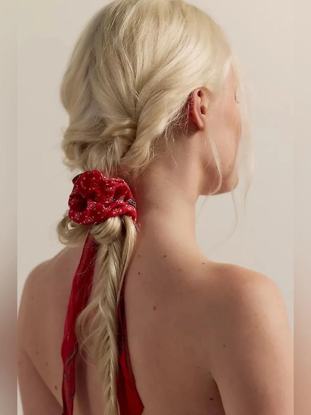Free People Mystery Girl Pony Scarf NWT Red Bandana Bow Scrunchie